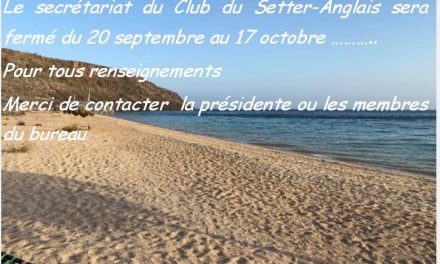 Fermeture secrétariat du 20 septembre au 17 octobre….